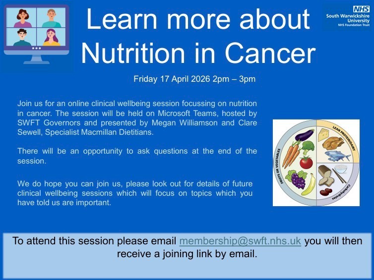 Learn more about Nutrition in Cancer - Friday 17 April
