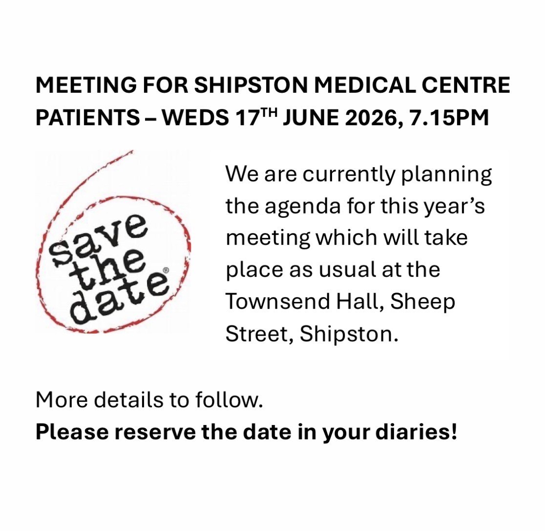 Shipston Medical Centre Patient Meeting - Wednesday 17 June at Townsend Hall, Shipston on Stour