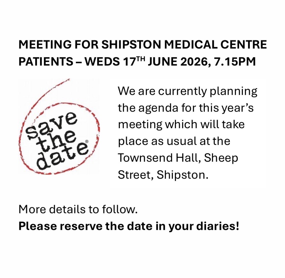 Shipston Medical Centre Patient Meeting - Wednesday 17 June at Townsend Hall, Shipston on Stour