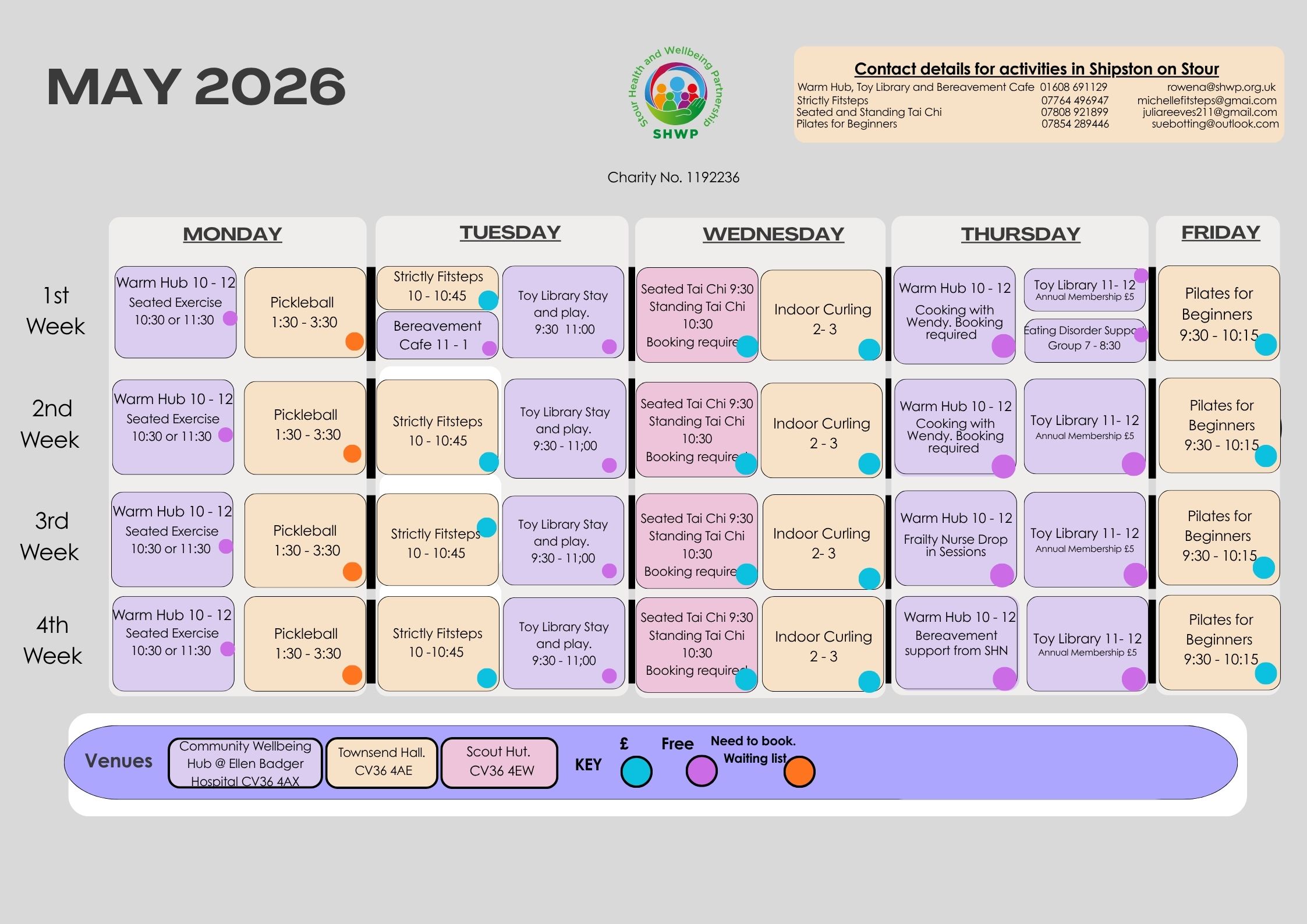 Stour Health and Wellbeing Activities in Shipston on Stour May 2026