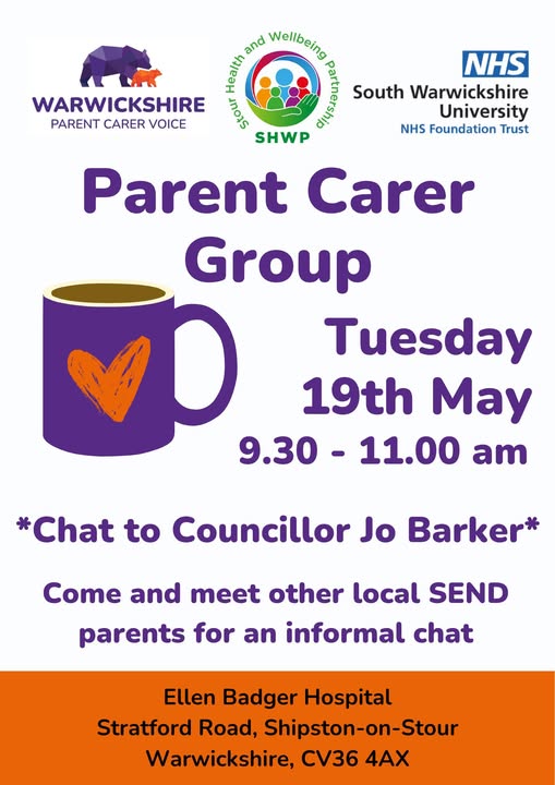 Parent Carer Group - Tuesday 19 May in Shipston on Stour