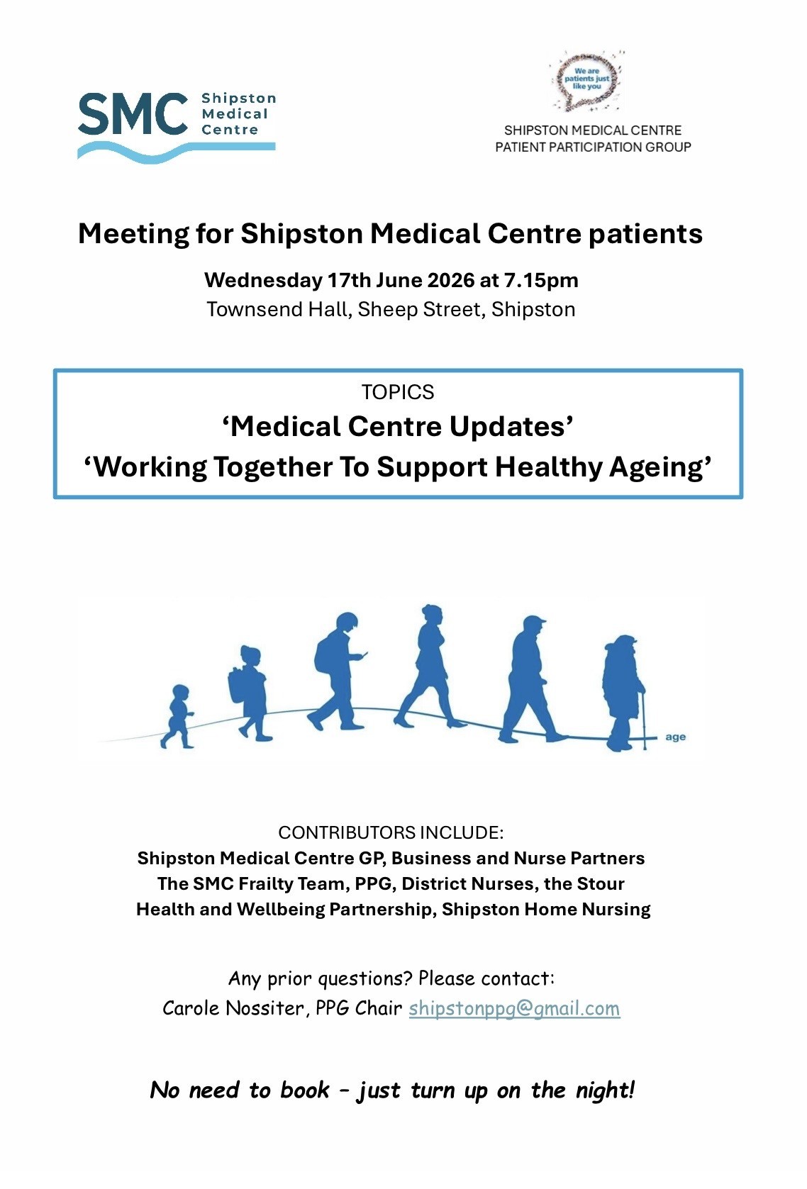 Shipston Medical Centre Patient Meeting - 7:15pm Wednesday 17 June at Townsend Hall, Shipston on Stour