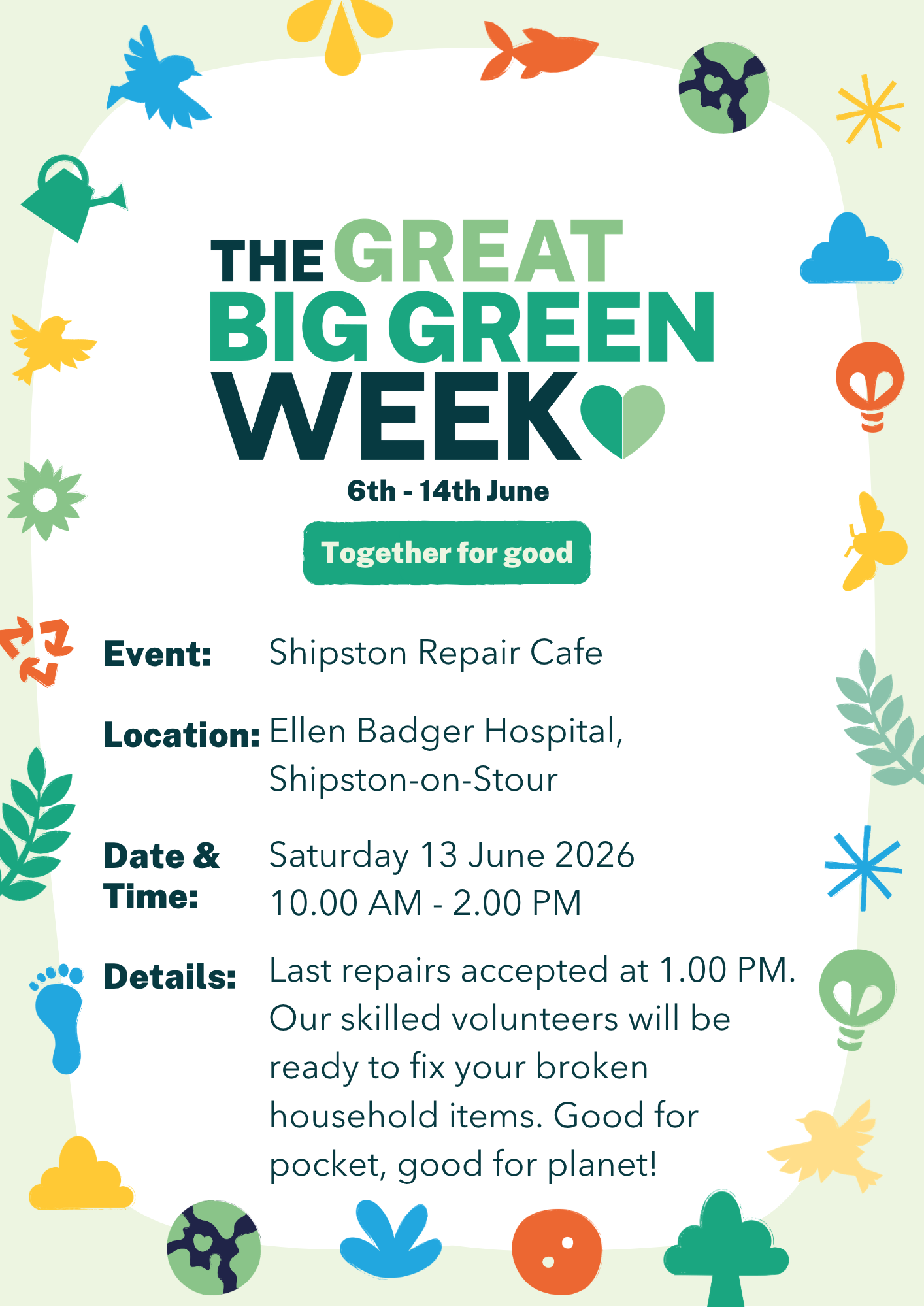 Shipston on Stour Repair Cafe - Saturday 13 June