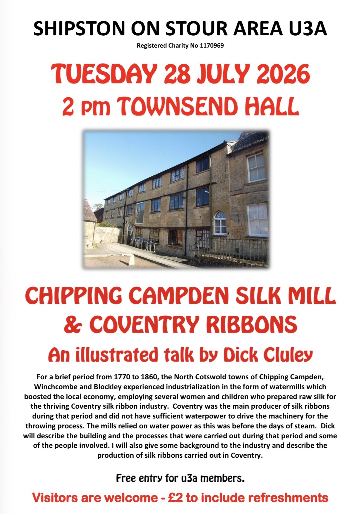 Shipston on Stour U3A - Illustrated Talk Tuesday 28 July
