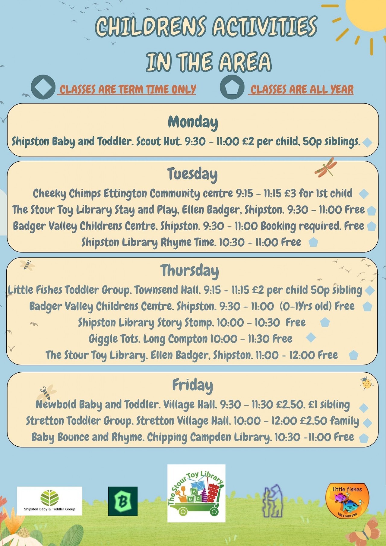 Children's Activities in Shipston on Stour and surrounding villages