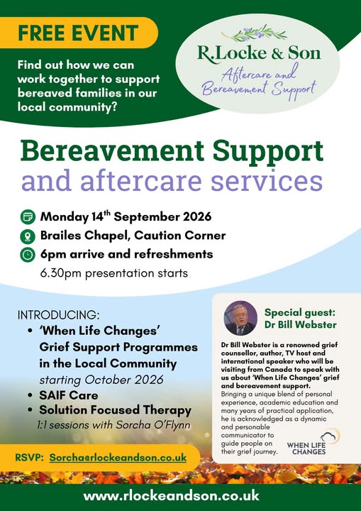 FREE Event from R Locke and Son - Aftercare and Bereavement Support on Monday 14 September