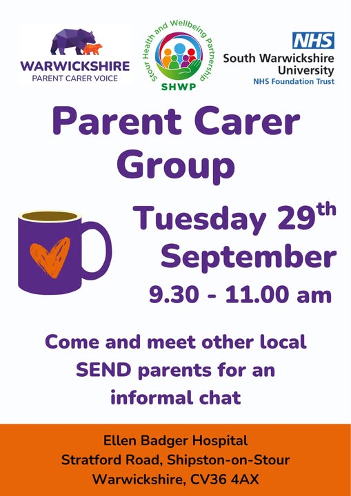 Parent Carer Group - Tuesday 29 September in Shipston on Stour