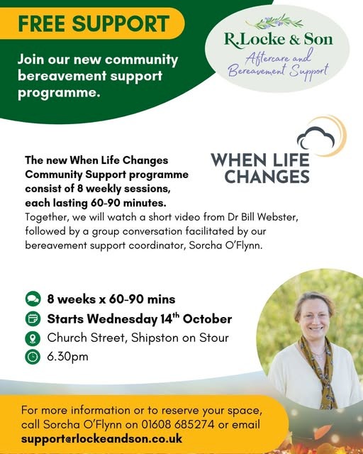 NEW and FREE R Locke and Son Funeral Directors - 'When Life Changes' Community Bereavement Support Programme